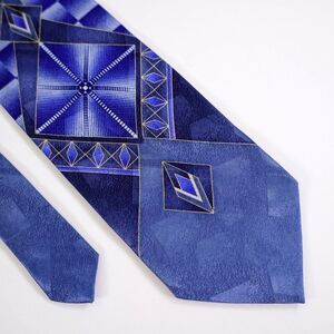Daniel Ellissa New York‎ Blue Abstract Print Wide Silk Tie